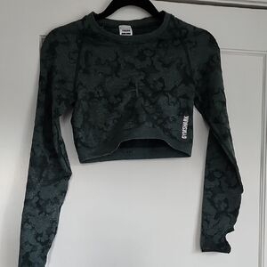 Gymshark Animal Camo Green Cropped Workout Top